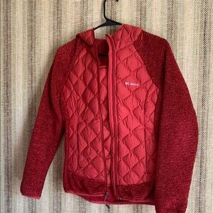 Columbia Womens Red Quilted Jacket Size XS Lightweight Puffer Fleece Outdoor